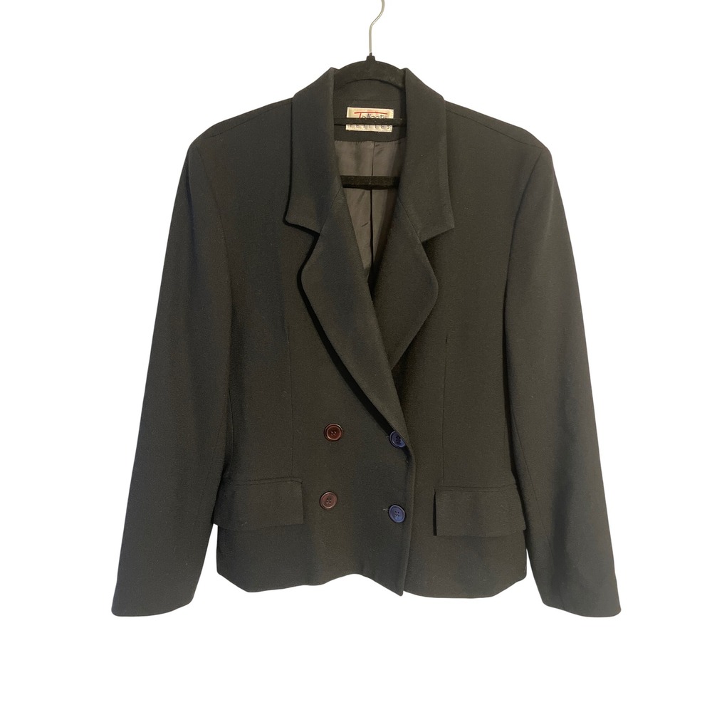 Talbots Petites Black Wool‎ Double Breasted Blazer Women's Size 10 Career